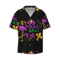 thumbnail image 5 of Picia Mardi Gras with Flamingo Men's Linen Shirts Short Sleeve Cuban Beach Shirts Casual Shirts Button Down Shirt for Men Beach Summer Wedding Shirt-4X-Large, 5 of 7