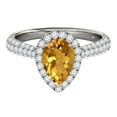 thumbnail image 2 of Mauli Jewels Engagement Rings for Women 1.55 Carat Diamond and Pear Shaped Citrine Ring 4-prong 10K White Gold, 2 of 7
