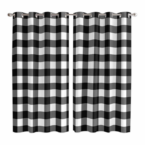 Curtains 84 Inches Long 2 Panels, Black White Plaid Grommets Window Treatment Curtain, Modern Simple Buffalo Check Gingham Thermal Curtains Drapes for Living Room/Bathroom