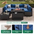 thumbnail image 2 of LazySunsets 8-Piece Outdoor Patio Furniture Set with Fire Pit Table, Wicker Rattan Sectional Sofa Conversation Sets, Navy Blue, 2 of 8