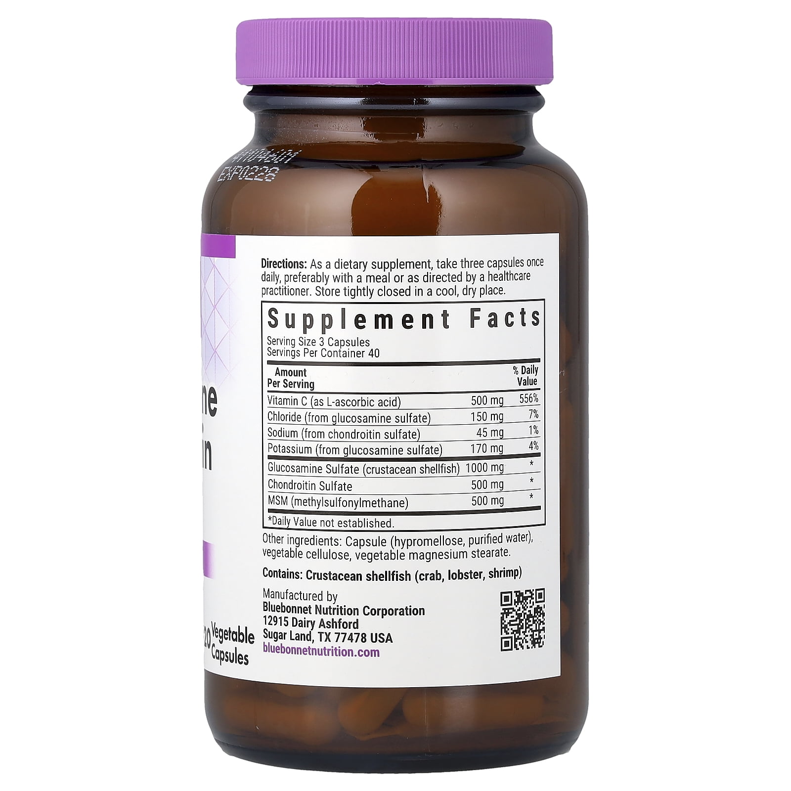 Bluebonnet Glucosamine Chondroitin & MSM, Glucosamine, Bone & Joint Health*, 40 Days