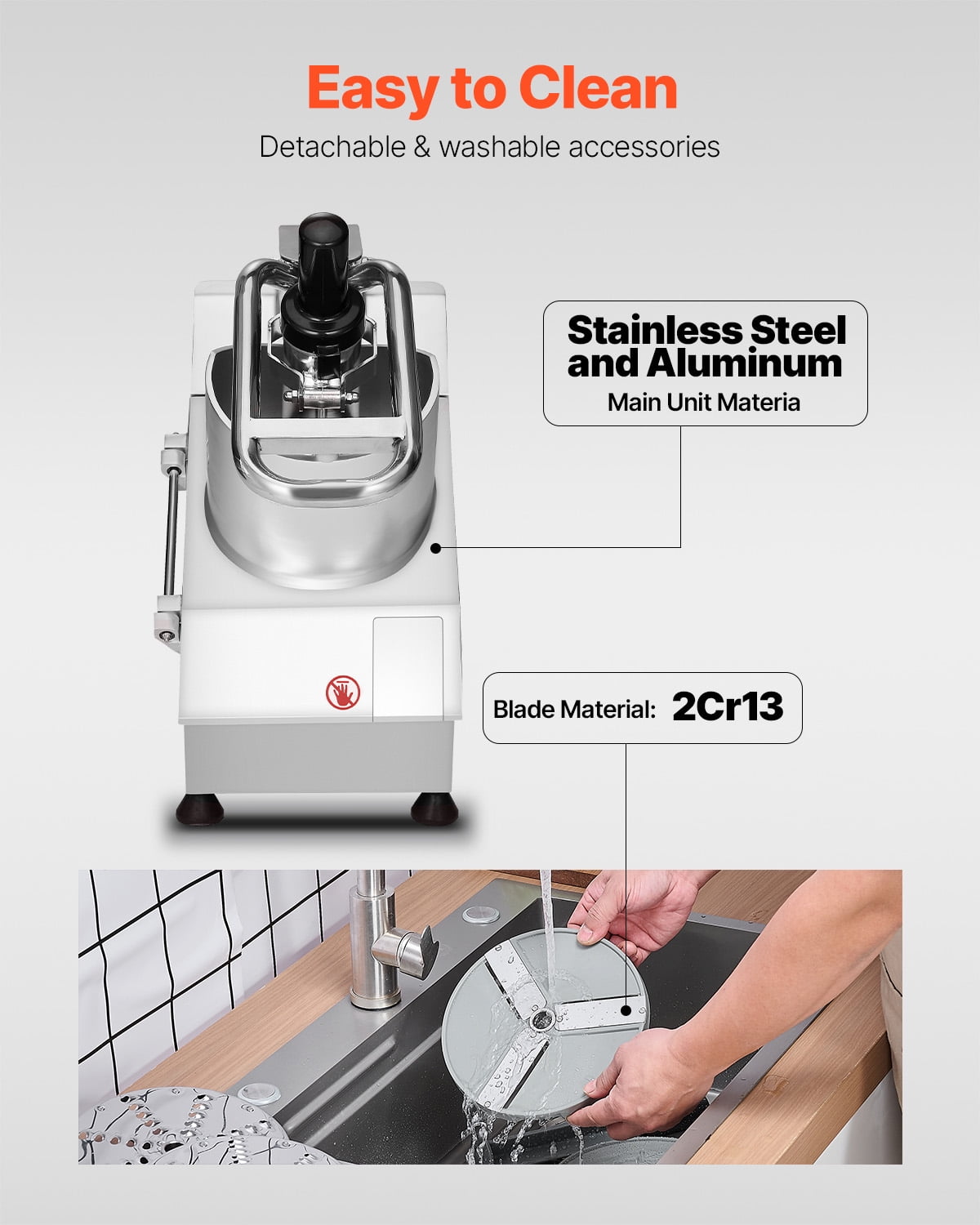 KFFKFF  Commercial Food Processor Stainless Steel Grain Grinder 750W Electric Food Cutter for Vegetables Fruits 3mm/5mm/7mm/10mm Grater, 2mm/4mm Cutter