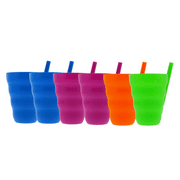 Arrow 10oz Sip A Cup with Built in Straw, 6pk - Straw Cups for Toddlers, Kids Cup with Straw, Plastic Toddler Straw Cup - BPA Free, Dishwasher Safe, Stackable Kids Cup - Purple, Blue, Green, Orange