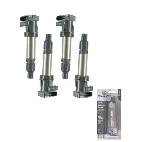 Set of 4 Ignition Coils and Permatex 22058 Dielectric Tune-Up Grease Compatible with 2007-2011 Cadillac DTS Hearse 4.6L V8 Naturally Aspirated Replacement for UF543 C1559