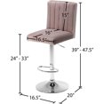 thumbnail image 5 of Meridian Furniture Joel Tabouret Réglable en Velours 33"H Rose (Ensemble de 2), 5 of 5