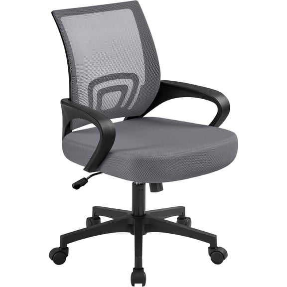 Executive Desk Chair, Ergonomic Mesh Back Office Chair with Lumbar Support, Adjustable Height Swivel Task Chair with Rolling Wheels for Home Office Study Computer Desk, Dark Gray