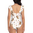 thumbnail image 6 of Yiaed Fall Squirrel Print Women's Ruffled One Piece Swimsuit V Neck Swimwear Slimming Monokini for Woman-Small, 6 of 8