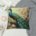thumbnail image 2 of JEUXUS  Corduroy Throw Pillow Covers Cushion Cover Oriental Peacock on Flower Tree Square Pillowcases for Living Room Super Soft Decorative Pillow Case for Sofa Home Decor Case for Floor, 2 of 5