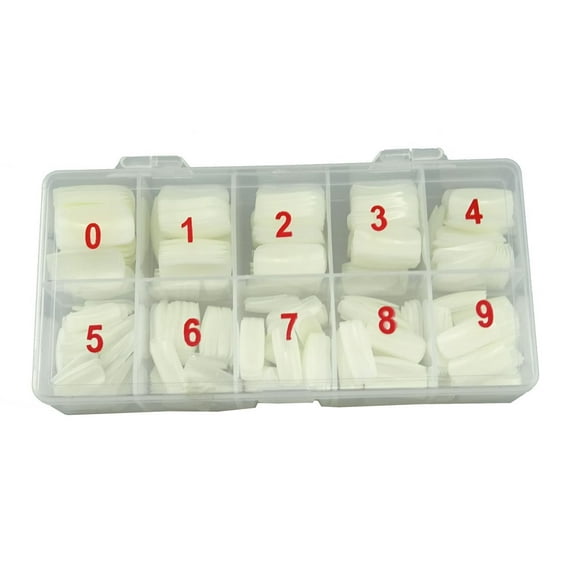Yueton Paquete de 500 puntas de uñas postizas de gel UV de completa de color natural Puntas de uñas Diseño DIY + Caja