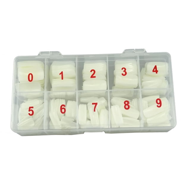 Yueton Paquete de 500 puntas de uñas postizas de gel UV de completa de color natural Puntas de uñas Diseño DIY + Caja