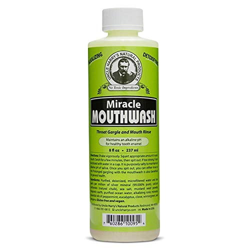 Uncle Harry's Natural Alkalizing Miracle Mouthwash | Organic Adult & Kids Mouthwash for Bad Breath | pH Balanced Oral Care Mouth Wash & Mouth Rinse (8 fl oz)
