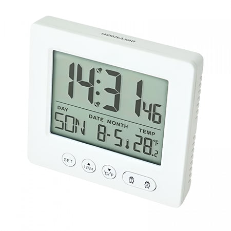 VORALYN Atomic Digital Alarm Clock,Battery Operated Self-Setting Digital Wall Or Desk Clock,Easy to Read Color Display Nightlight with Indoor Temperature and Calendar Digital Desk Clock