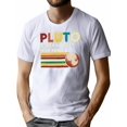 thumbnail image 1 of [1 Pce T-Shirt Graphique PLUTO] 1 Pce T-Shirt Décontracté en Polyester Tricoté avec Graphique Géométrique PLUTO, Col Rond, Extensible, Toutes Saisons Fête des Pères, Fête des Mères, Nouvel An, Festival de Printemps, Saint-Valentin, 1 of 6