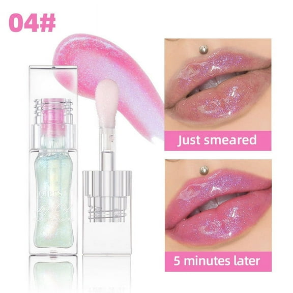SDJMa Cute Lip Gloss & Lip Oil, Plumping Lip Care With Pearl & Shimmer Cute Makeup,water Tint Lip Stain Lip Gloss, Lightweight Mini Liquid Lipstick (#04)
