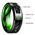 thumbnail image 4 of 8mm Black Green Tungsten Wedding Rings for Men Carbon Fiber Inlay Engagement Band with Cubic Zirconia, 4 of 5