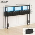 thumbnail image 2 of iSunirm Upholstered Twin Headboard with Hidden Drawer Storage, Full Size Bed Headboard with Power Outlet and LED Light, Free Standable, Sturdy and Stable Meta Frame, Noisy Free, Gray Oak, 2 of 7