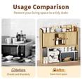 thumbnail image 3 of Fluted Desktop Bookshelf 35.4 x 31.5 in, Wooden Desk Hutch Organizer with 2 Doors, 2-Tier Storage for Home Office Dorm, 3 of 8