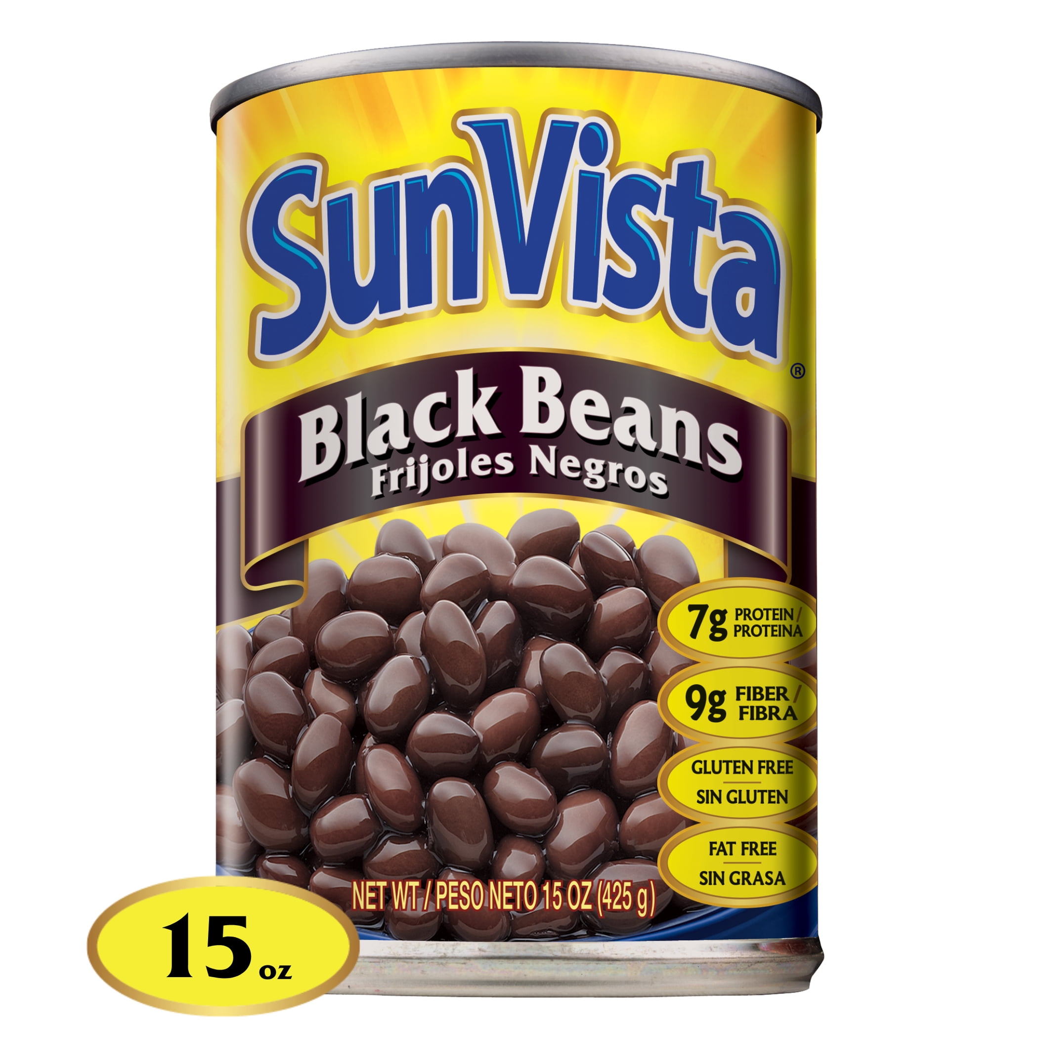 (7 pack) SunVista Black Beans 15 oz. Can