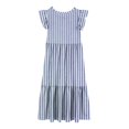 thumbnail image 4 of NiSHUIHAN Dress Up Clothes for Girls 4-6 Fashion Girls Summer New Short Sleeves Round Neck Solid Color Dress Blue 130, 4 of 5