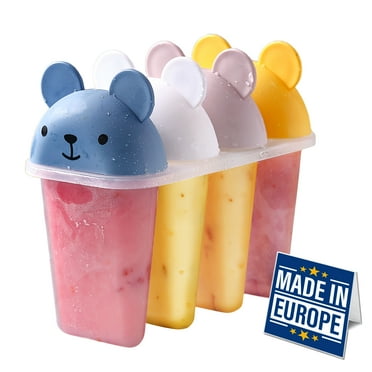 Popsicles Molds Set of 4, Homemade Freezer Ice Cream Maker for Babies Kids Toddlers, Easy Release DIY Ice Pop Molds, Small Ice Cup Holders, BPA Free Plastic Reusable Popsicle Tubes and Colorful Sticks