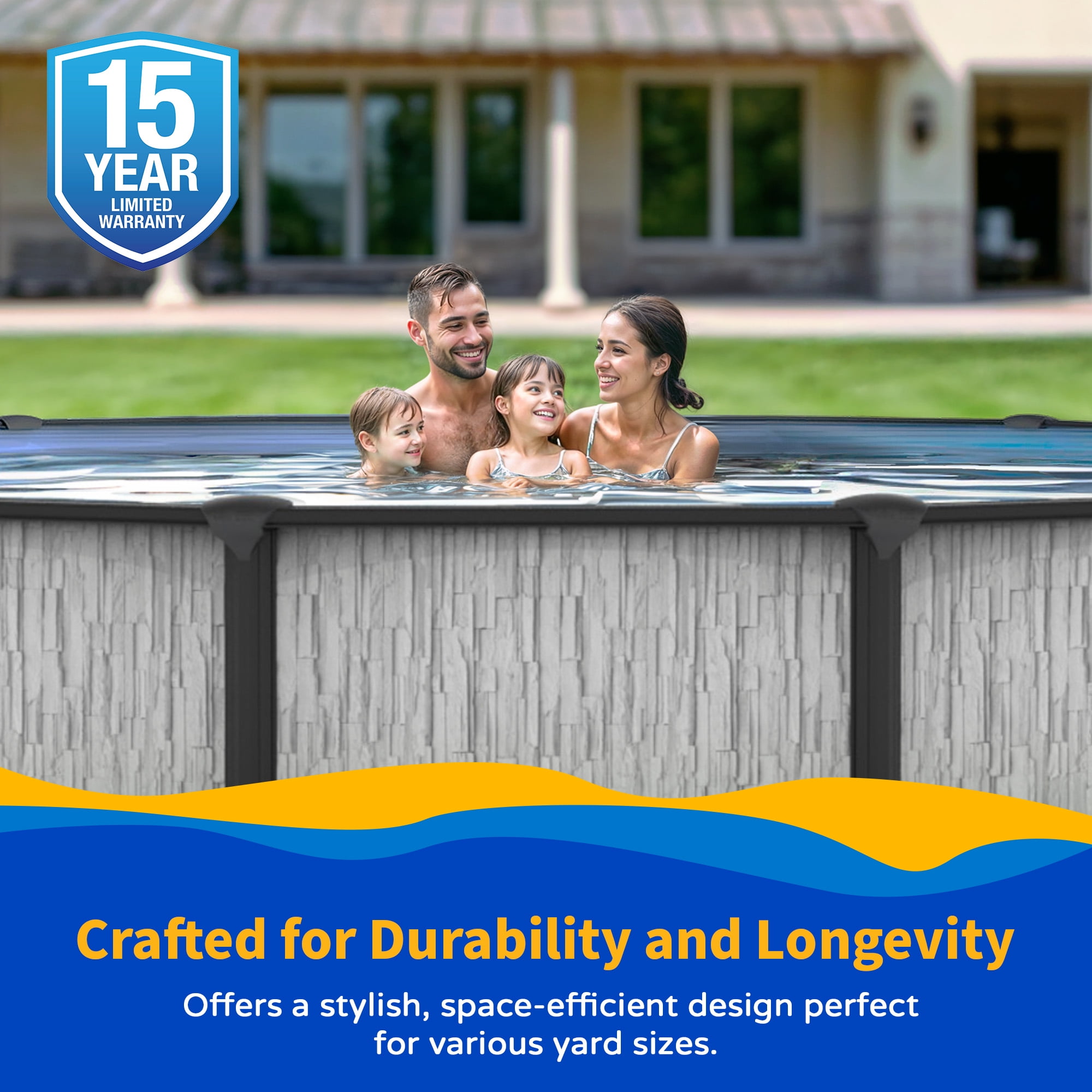 Blue Wave Sevilla 24-ft Round 52-In Deep Above Ground Swimming Pool 6in Top Rail Metal Wall Swimming Pool Package