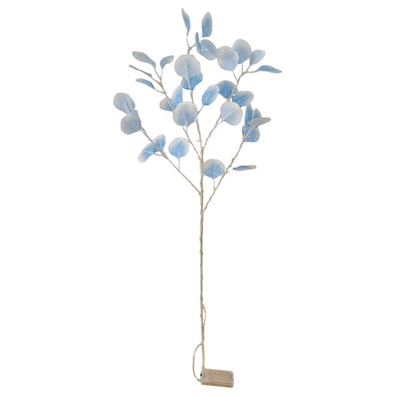 3-Inch Leaf Decoration with LED Light, Single Branch Cutting for Indoor Desktop Holiday Decor, Warm White Battery-operated Table Centerpiece,Blue