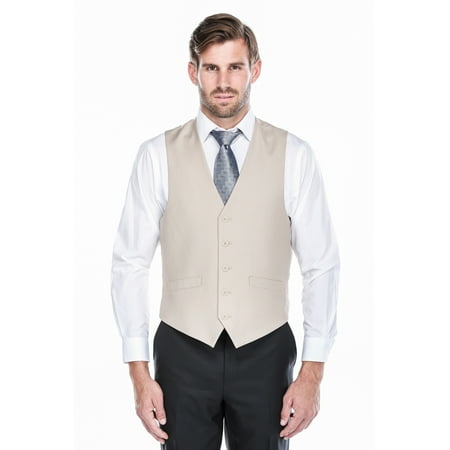 Classic Cowhide Vest - Verno Men's Tan Five Button Classic Fit Vest