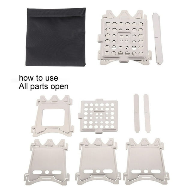 RKSTN Poêle à Bois Pliant Mini Léger Extérieur en Acier Inoxydable Poêle à Bois Pliant Portable de Terrain Randonnée Mini Poêle Assemblage Poêle de Camping Gadgets de Cuisine