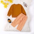 thumbnail image 6 of YDFCWXW Toddler Baby Boys Clothing Set Fashionable Embroidery Long Sleeve Pullover with Plaid Pants 2 Pcs Outfits (Brown, 2-3 Years), 6 of 6