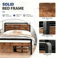 thumbnail image 6 of Zimtown Twin Size Platform Bed Frame, Heavy Metal Bed Frame with Wooden LED Headboard, 12" Under-Bed Storage, Rustic Brown, 6 of 8