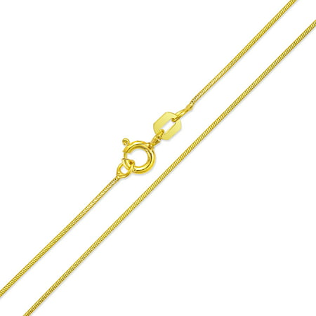 Thin Snake Link Chain 1 mm 010 Gauge Women Necklace 14K Gold Plated Sterling Silver Made In Italy 14 16 18 20 24