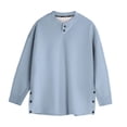 thumbnail image 5 of HAOTAGS Men's Pullover Sweatshirts with Button Long Sleeve Cotton Sweatshirt Top Light Blue Size L, 5 of 6
