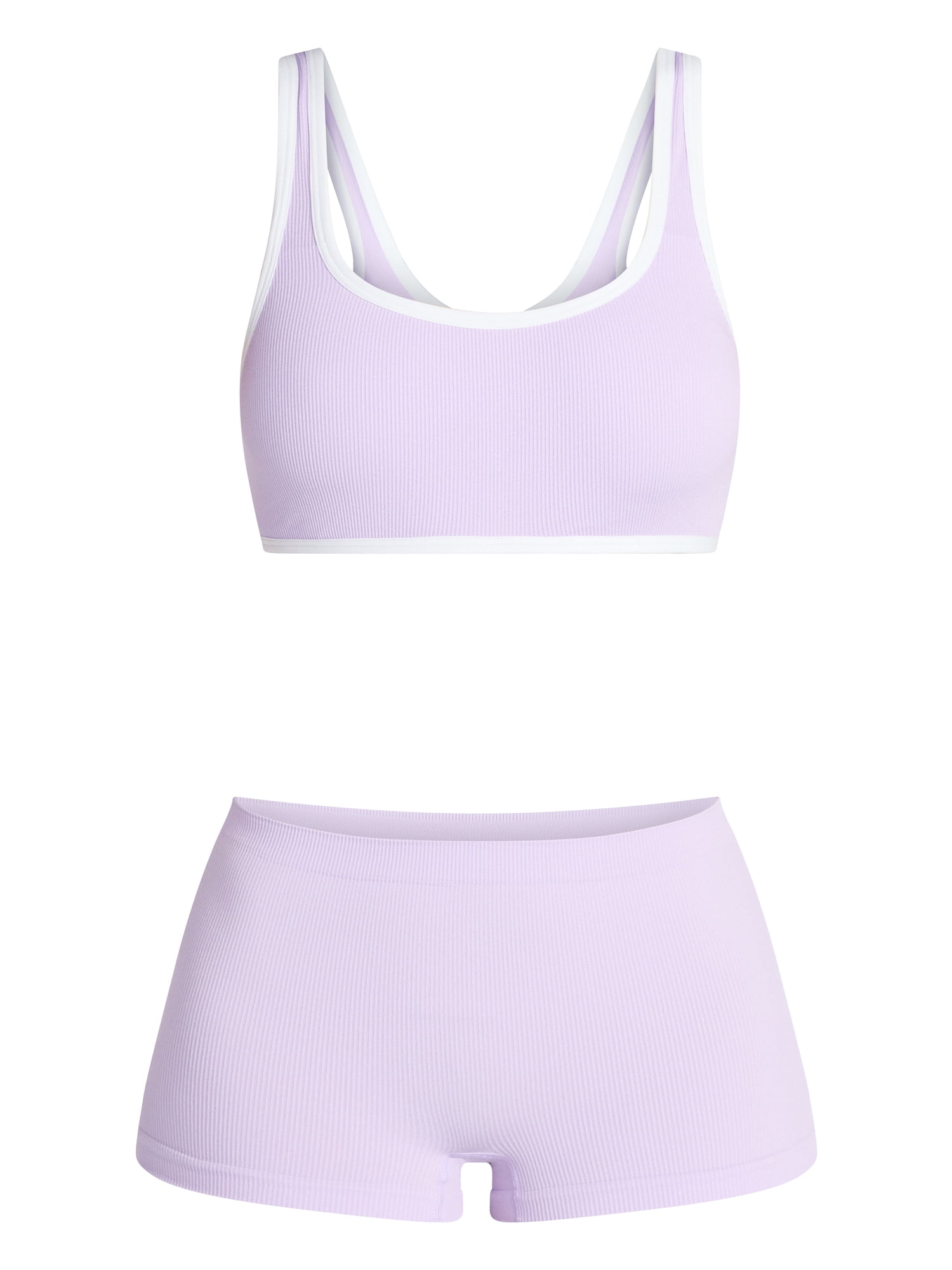 No Boundaries Seamless Scoop Neck Bralette & Boyshort Set, 2-Piece, Women's XS-XXXL