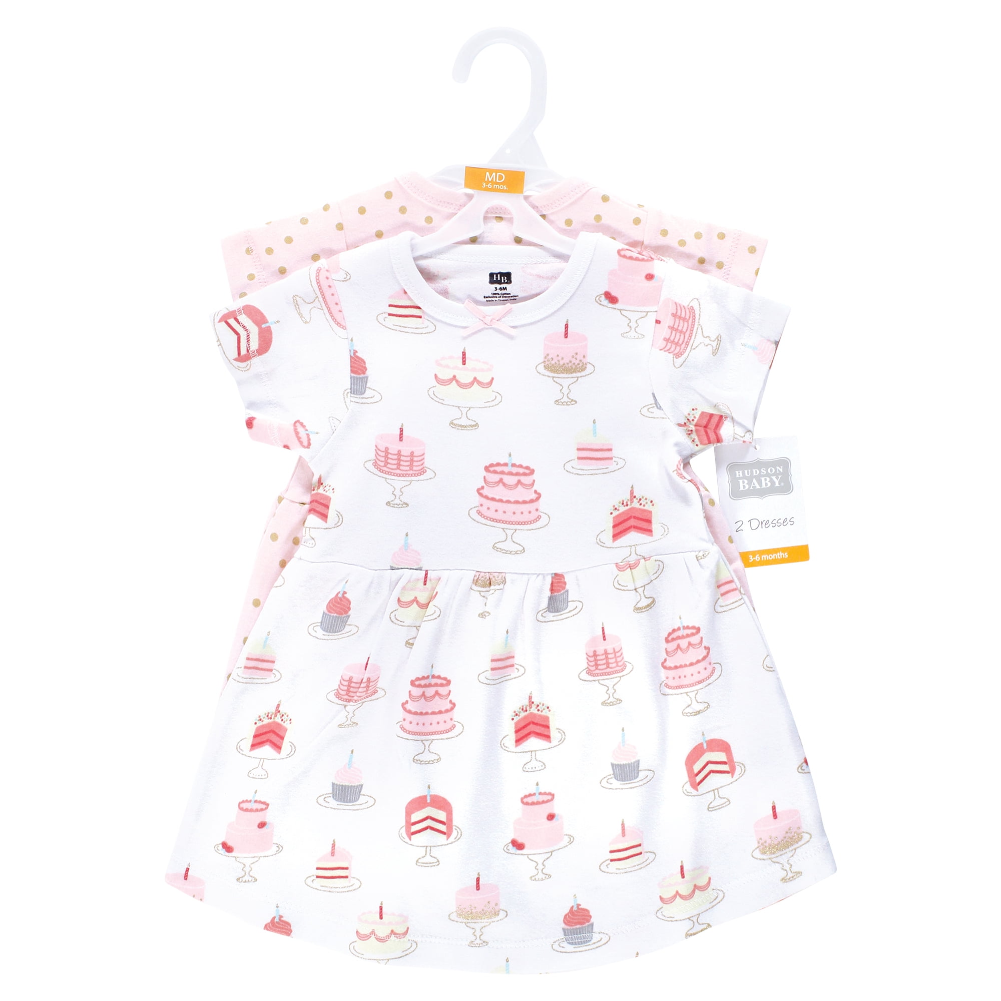 Hudson Baby Girls Cotton Dresses, Birthday Cake, 3-6 Months