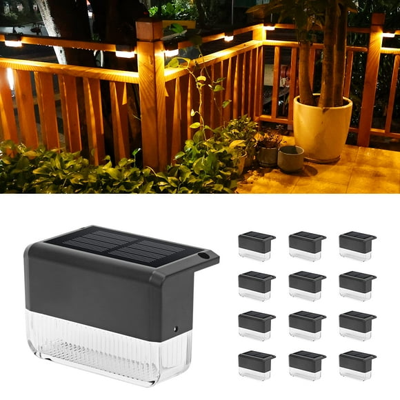 CHINLY Solar Deck Lights 12-Pack Outdoor Waterproof led, Warm White & Color Changing for Stairs, Fence, Garden, Patio Yard, Porch and Step