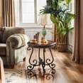 thumbnail image 3 of Gexpusm Round End Table,Farmhouse Wood Side Table,Retro Rustic Mid-Century Center Table,Brown/Walnut, 3 of 8