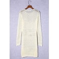 thumbnail image 2 of ABPHQTO Vestido de playa de mujer de manga larga con agujeros de croché beige, 2 of 5