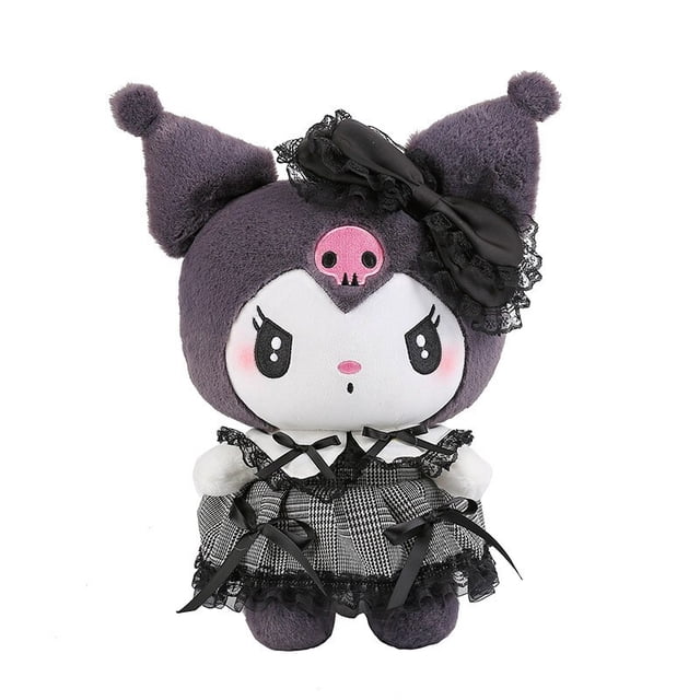 Kawaii-Muñeco de peluche de conejo negro de dibujos animados japoneses, cojín de sofá de animales de dibujos animados, juguete de encaje gótico oscuro, regalo de Navidad para niñas zhangyuxiang unisex