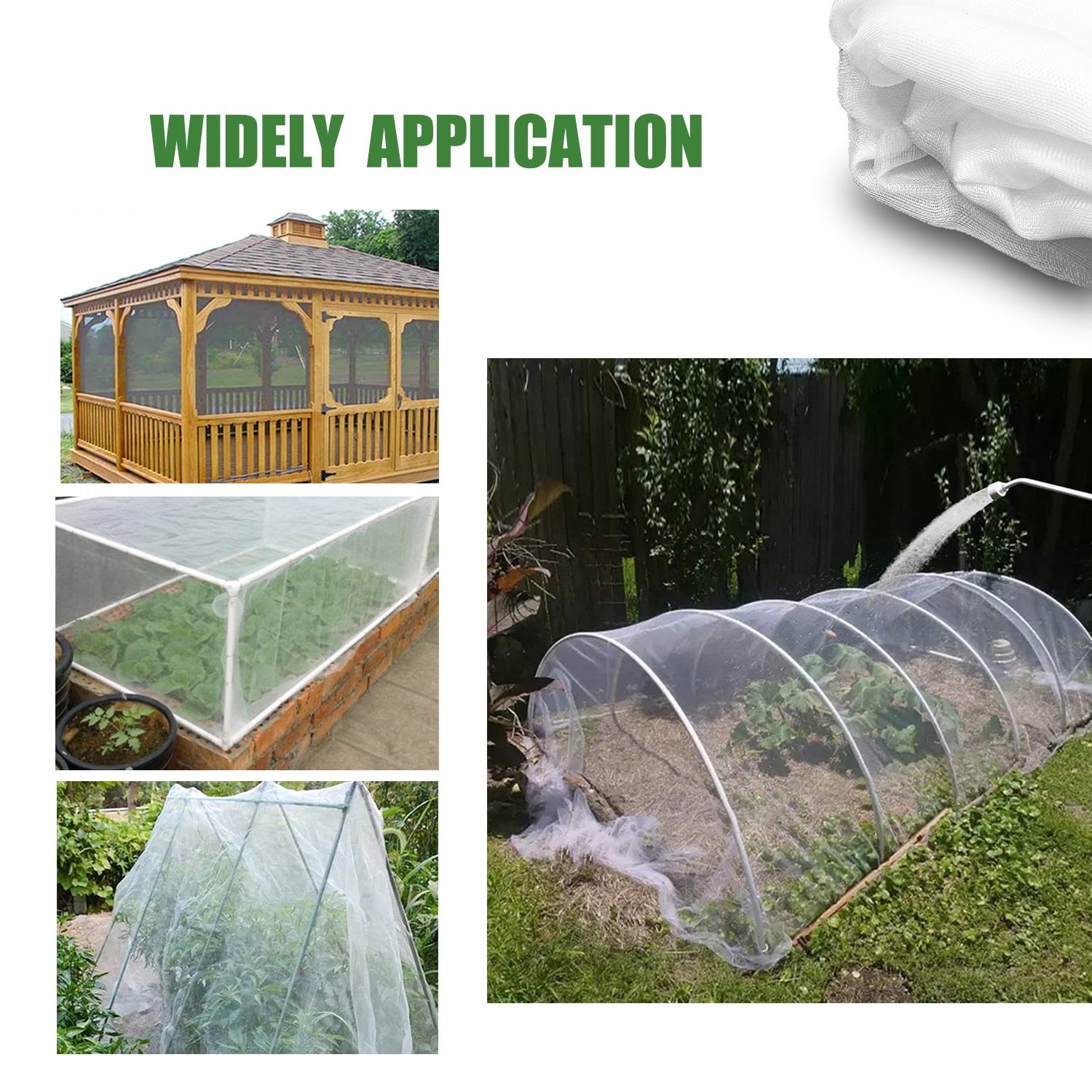 Garden Netting Pest Barrier, 10 ft x 100 ft Ultra Fine Mesh Mosquito Cicada Bird Bug Netting for Raised Garden Bed Greenhouse, Plant Row Cover for Protect Vegetables Fruits Flowers Trees from Insect