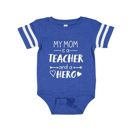 

Inktastic My Mom is a Teacher and a Hero Boys or Girls Baby Bodysuit