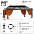 thumbnail image 2 of Pakunoda 16' X 6.5' Gazebo Universal Replacement Privacy 4-Panel Curtains, Waterproof Outdoor Curtains Orange Sidewall with Zipper for Patio Garden Backyard 12' X 20' Gazebo, Curtain Only, 2 of 8