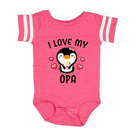 

Inktastic I Love My Opa with Cute Penguin and Hearts Gift Baby Girl Bodysuit