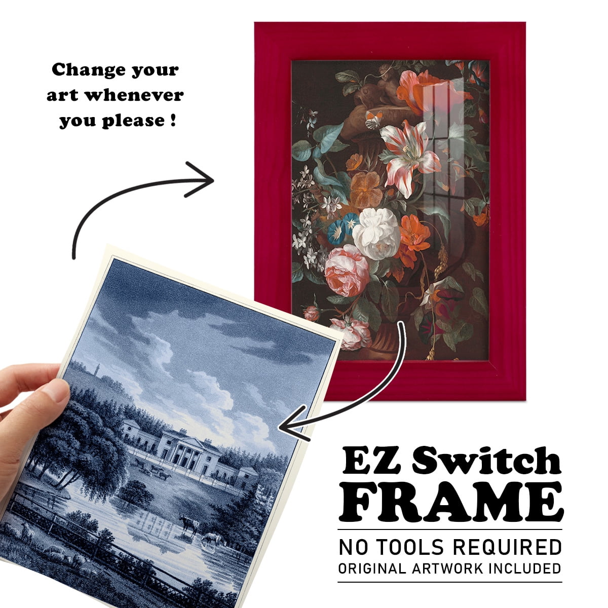 Estate View I -Framed Print w/glass-Cherry Red