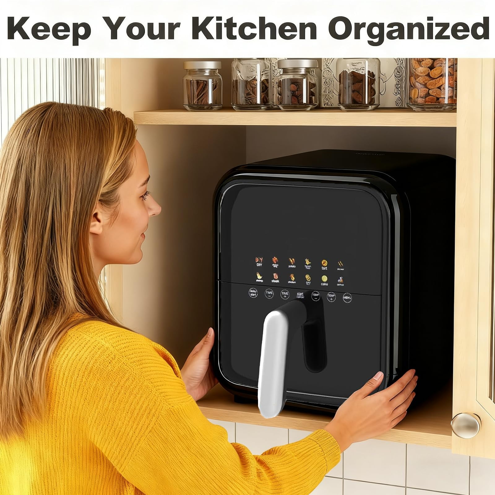 Blazezo 12-in-1 Air Fryer 7.5 Qt with Visible Window, Digital Touchscreen, 12 Presets, Dishwasher Safe Basket, for Healthy Oil Free Cooking, French Fries, Chicken, Family