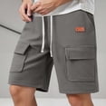 thumbnail image 2 of MIXUE Mens Shorts Summer Cargo Solid Color Elastic Waist Drawstring Fashion Loose Sports Sportwear,Gray,XXL, 2 of 8