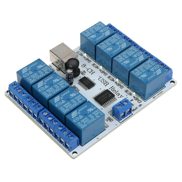 8-Channel 12V USB Relay Board, 8-Channel 12V for DC Type-B USB Relay Board Modul
