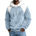thumbnail image 6 of EliteGoogv Men's Color Block Fleece Hoodie Faux Fur Collar Pullover Sweatshirt Drawstring Kangaroo Pocket Long Sleeve Cozy Loose Fit Winter Top,M, 6 of 7