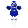 thumbnail image 2 of iiniim Kids Girls Cheer Leader Dance Cheerleading Uniform Dress with Pom Pom Socks Party Royal Blue A 12, 2 of 7