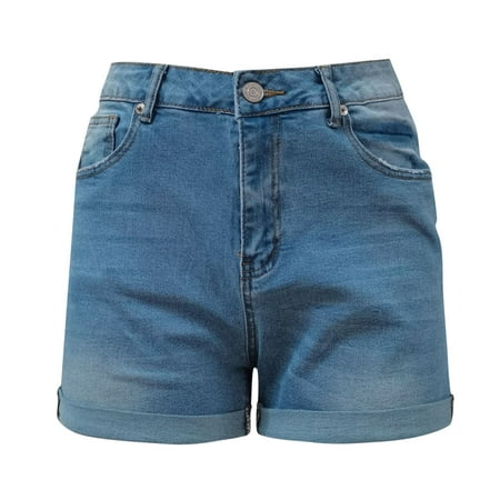 

Cathalem Biker Shorts Women Padded Denim Shorts For Women Stretchy Frayed Casual Women s Pajama Set Ruffle Seams Short Sleeve Shorts Light Blue Medium