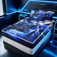 thumbnail image 3 of Erosebridal Dirt Bike Sport Zipper Queen Comforter Set with Fitted Sheet and 2 Pillowcases for Boys Men, Blue Graffiti Streak Print Zipper Bedding Set, Black Reversible, 4-Piece, 3 of 7